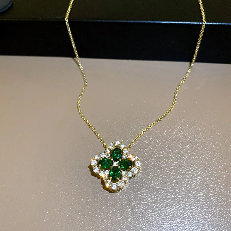 Green Zircon Clover Necklace