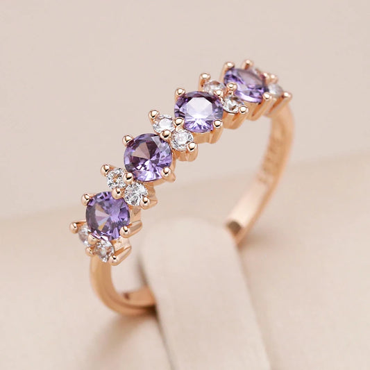 Ring - Warm shimmering purple natural zircon ring for