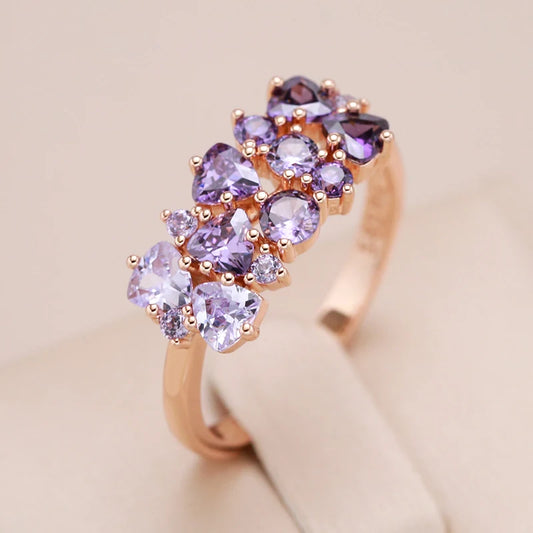 Ring - Shiny natural purple zircon ring rose gold fine jewelry